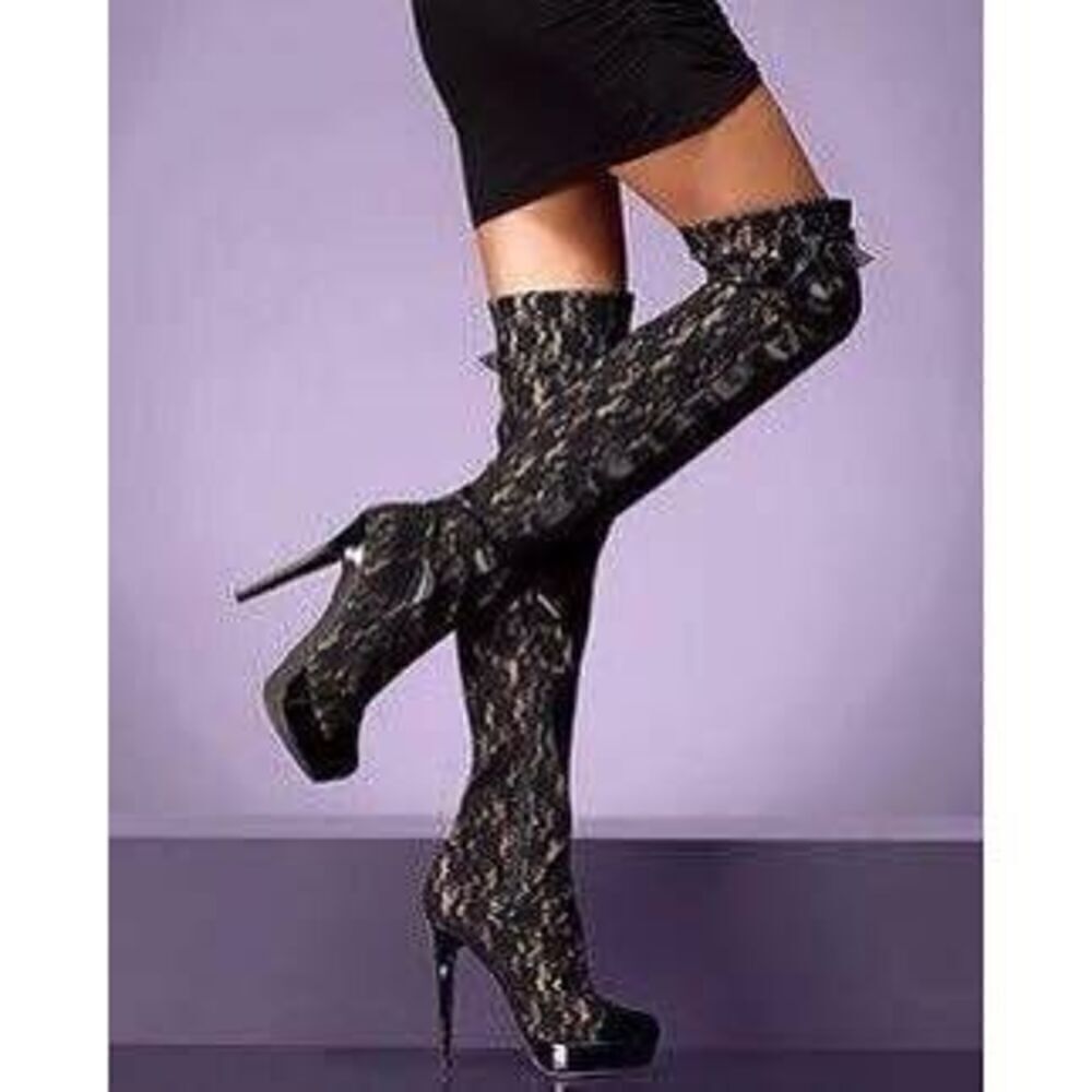 Colin Stuart Lace Thigh High Boots